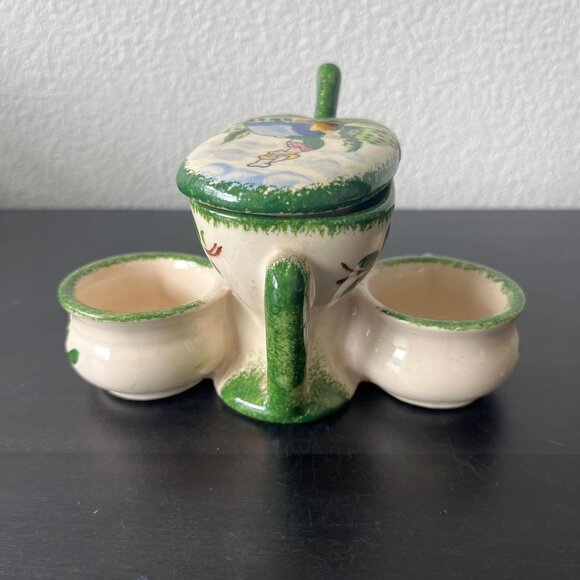 Gabriel Fourmaintraux Faience Condiment Dish // GF Desvres France Three Sections - Picture 4 of 7